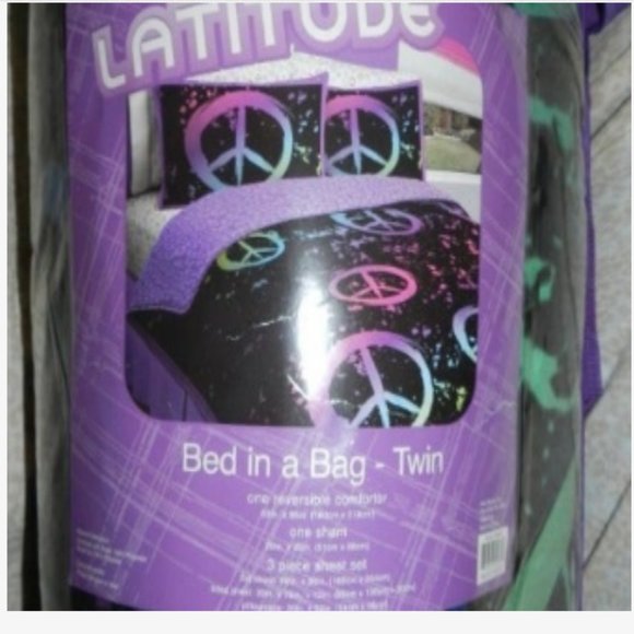 Peace Sign Bed in a bag+ Curtain 9pc TWIN Bedding & Window Set🆕FAST📦🏃🏻💨⚡🚚 - Picture 5 of 15